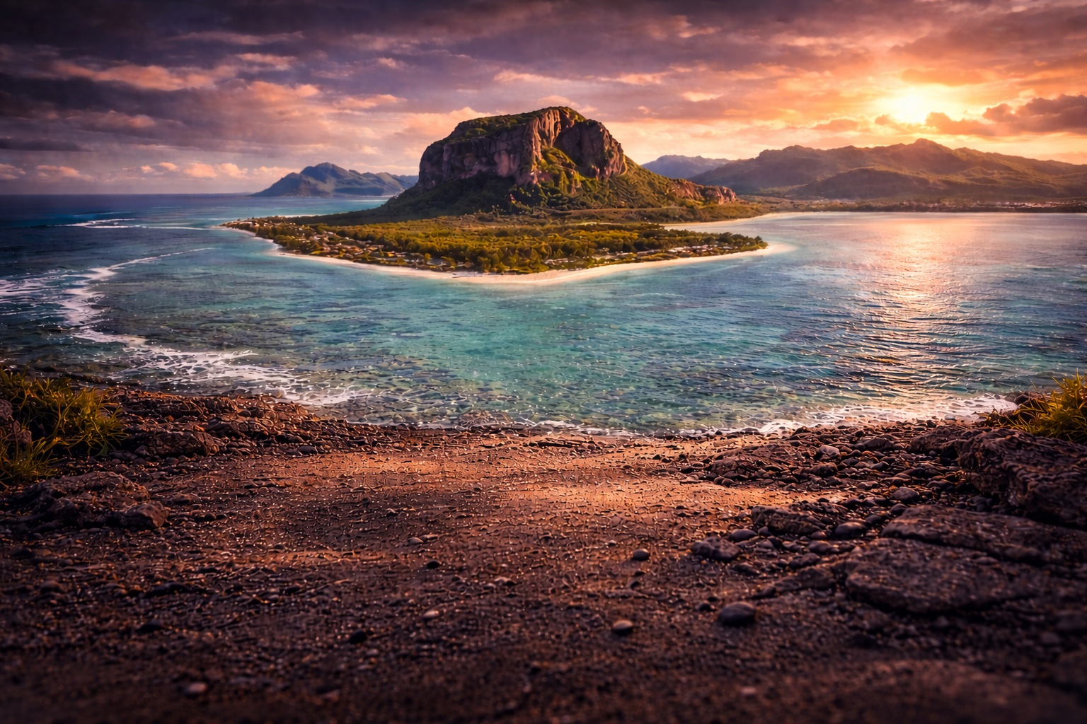 Mauritius island aerial view